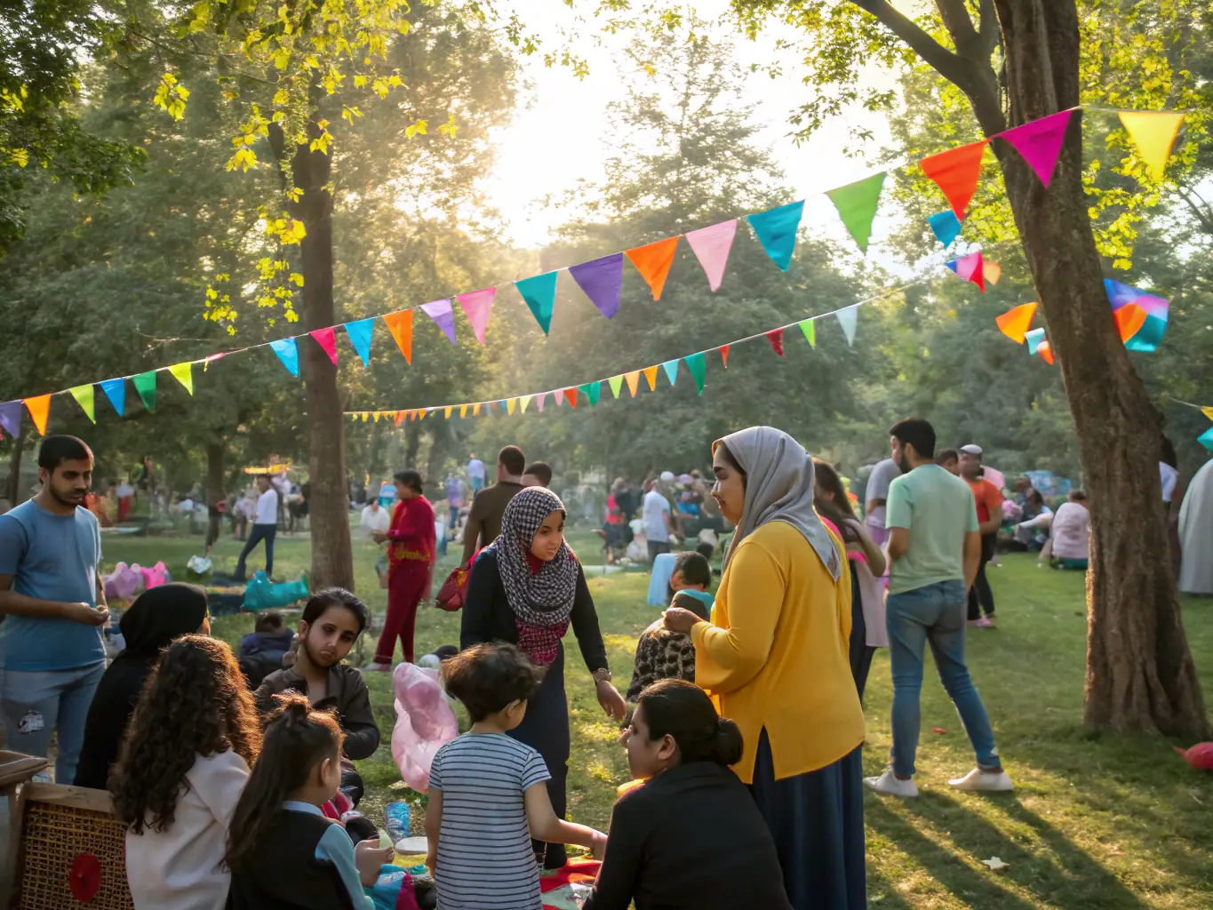 A heartwarming photograph of a community gathering at CGSFPP, showing people of all ages interacting and enjoying themselves in a relaxed and welcoming atmosphere.
